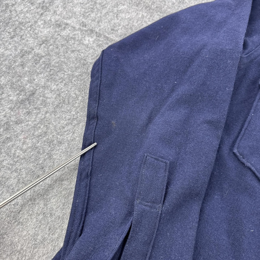 Vintage LL Bean Shirt Mens 50 Blue Wool Heavy Workwear Button Front Long Sleeve - Picture 3 of 12